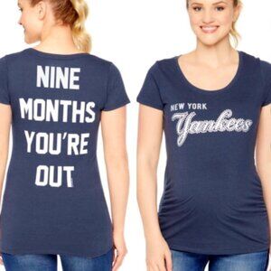 New York Yankees Soft as a Grape Motherhood Maternity Side Ruched T-Shirt, M NWT